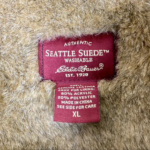 Eddie Bauer Washable Suede Vest Faux Fur Lining XL - Picture 4 of 16